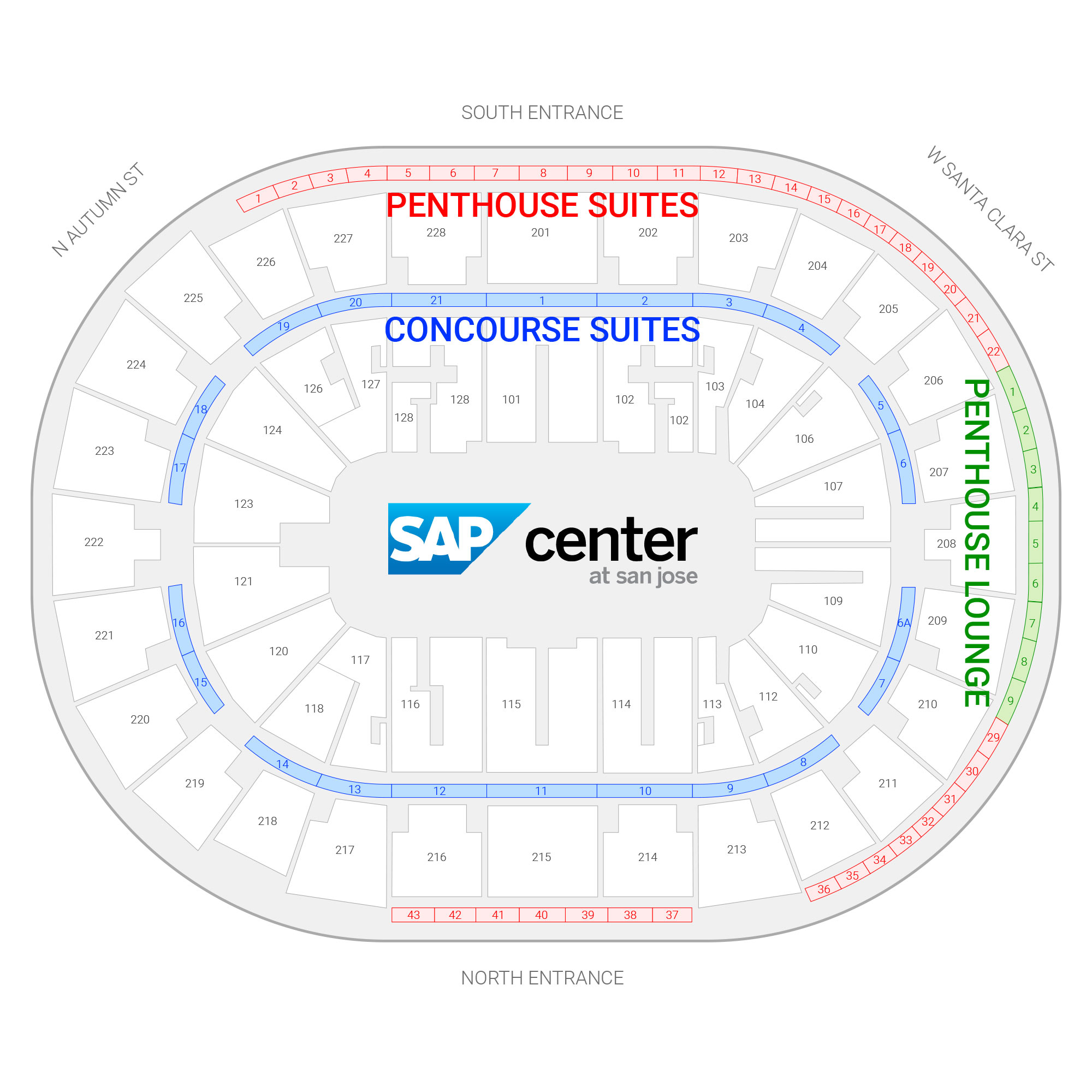 SAP Center Suite Map and Seating Chart